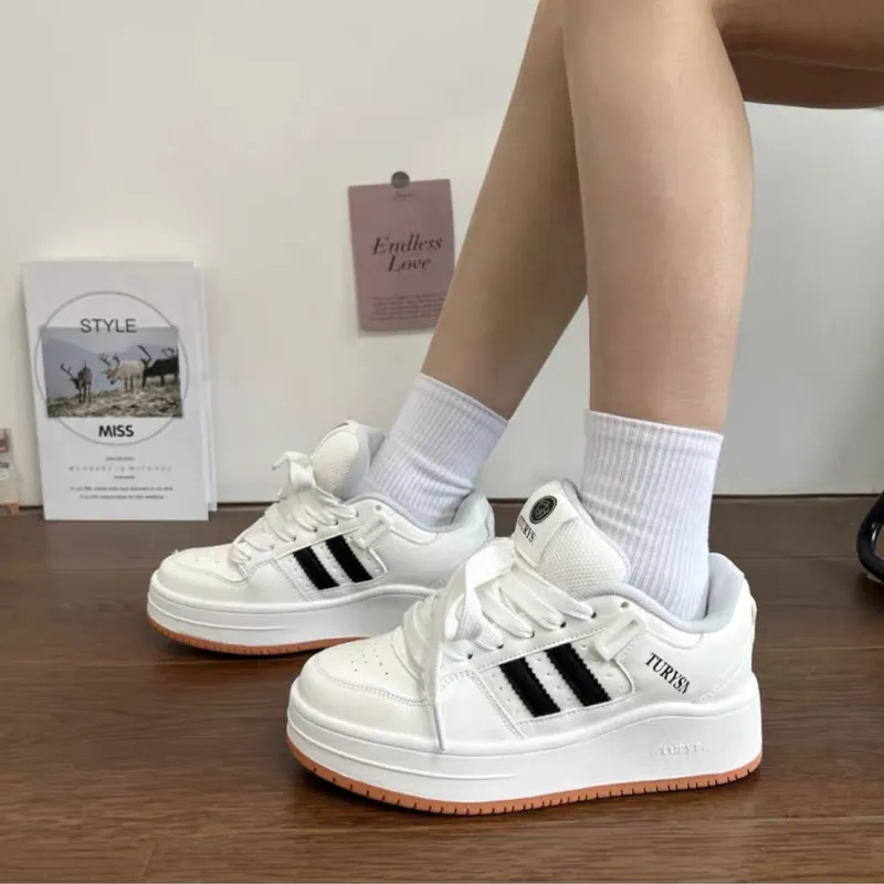 ABCYLM Slip Resistant Cushioning Impact Resistance Wear Resistant Low Top Skateboard Shoes Women's White Natural Rubber-1