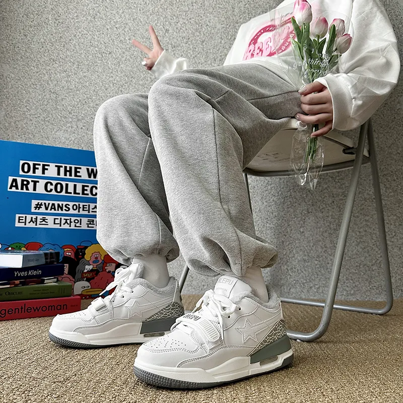 ABCYLM Thermal Slip Resistant Cushioning Impact Resistance Abrasion Resistant Low Top Skateboard Shoes Unisex White-4