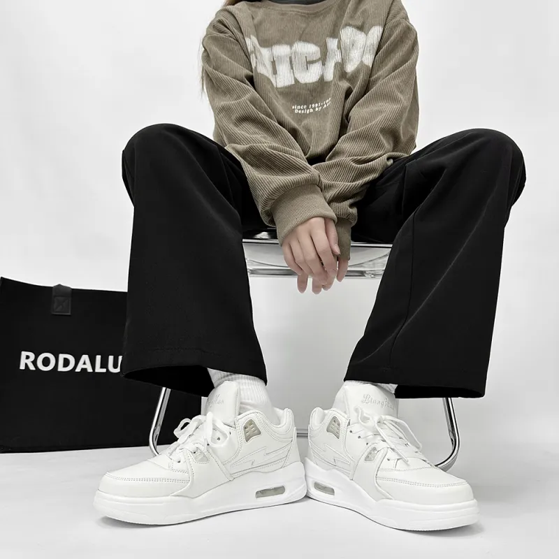 ABCYLM Thermal Slip Resistant Cushioning Impact Resistance Abrasion Resistant Low Top Skateboard Shoes Unisex All White-11