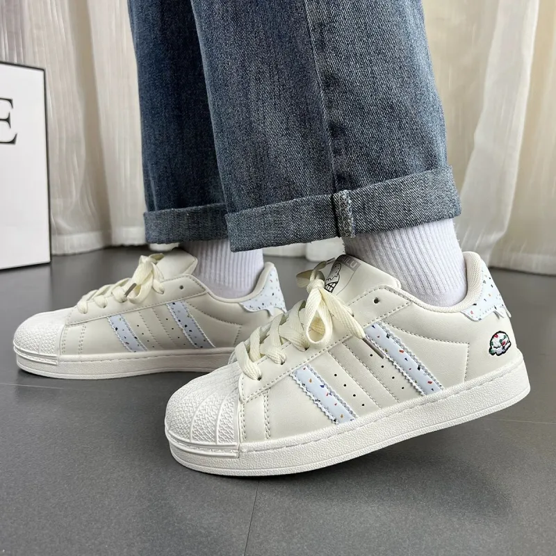ABCYLM Slip Resistant Cushioning Impact Resistance Abrasion Resistant Low Top Skateboard Shoes Unisex Ecru-1