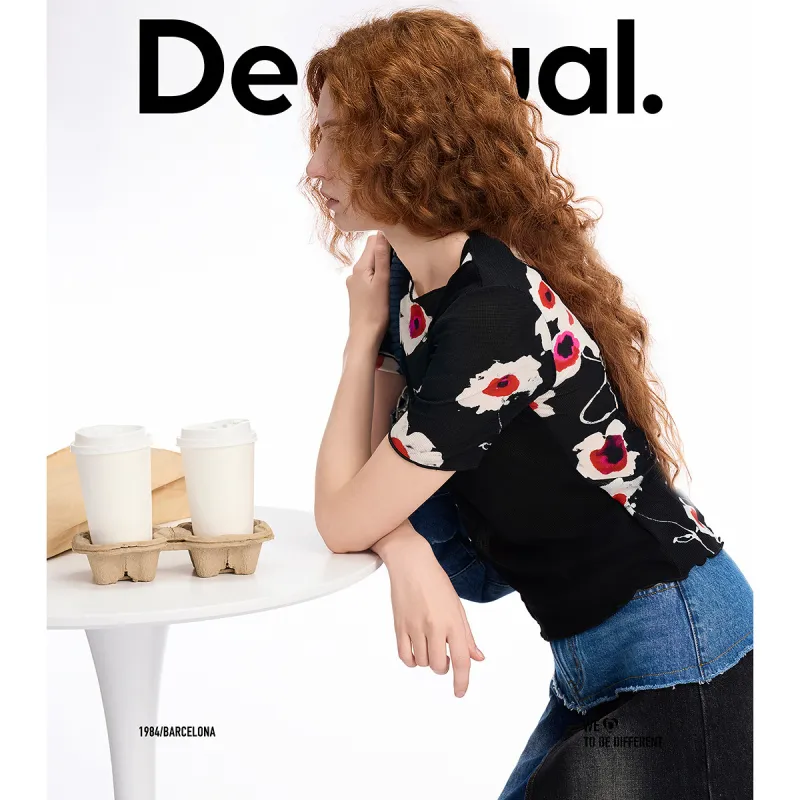 Desigual T Shirts Women's Black With Print-1