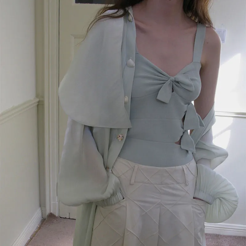 CARIEDO Trench Coat Women's Mint Green-4