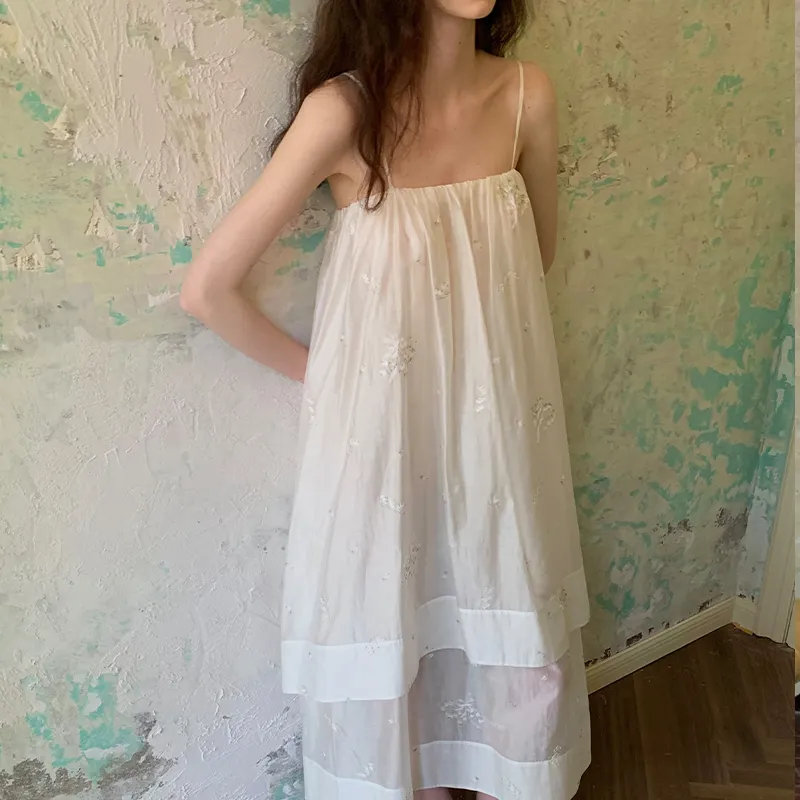 CARIEDO Slip Dress Women's Iridescent White Embroidery-3