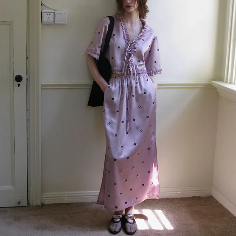 CARIEDO Casual Long Skirts Women's Purple-2