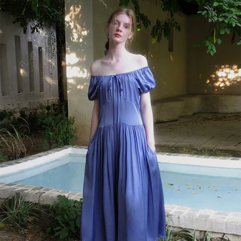 CARIEDO Short Sleeved Dress Women's Cornflower Blue-3
