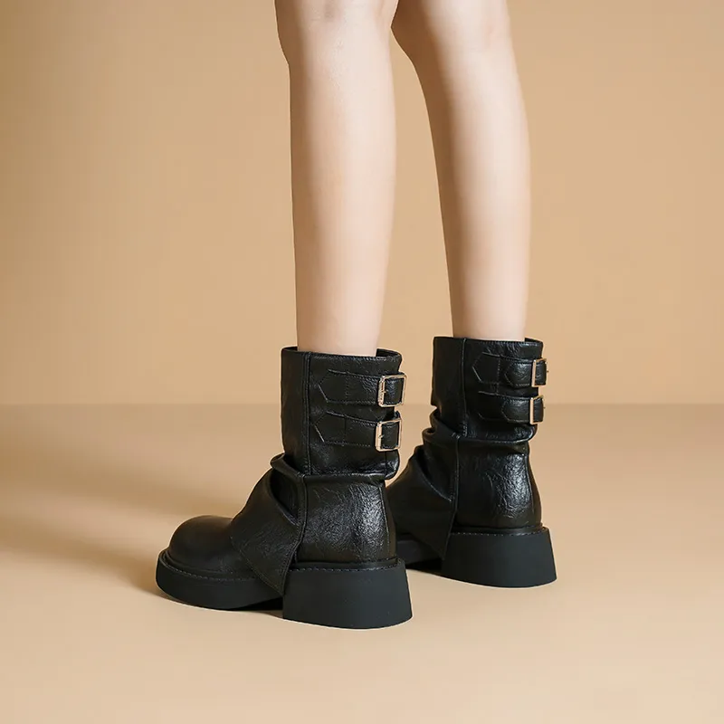 HUANAI Ankle Boots Women's Black/Brown-5