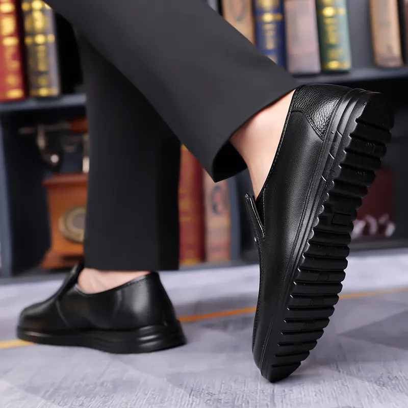 HUANAI Men's Casual Shoes Men Low Top Black-6