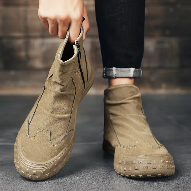 HUANAI Ankle Boots Men Black/Brown/Gray-8