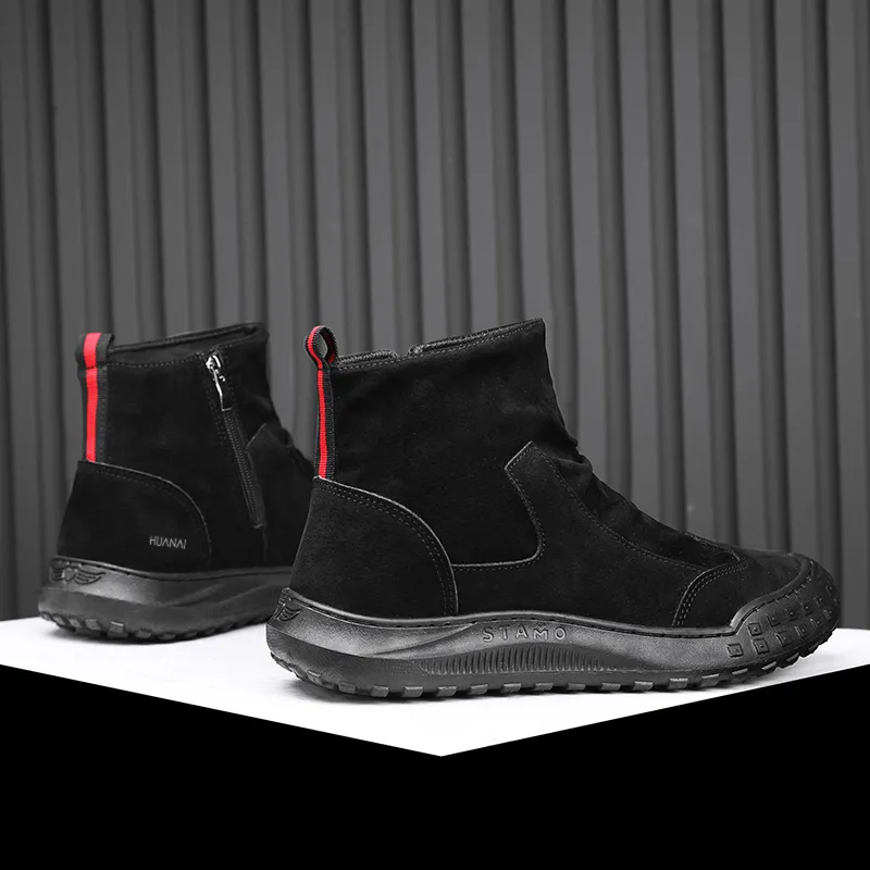 HUANAI Ankle Boots Men Black/Brown/Gray-2