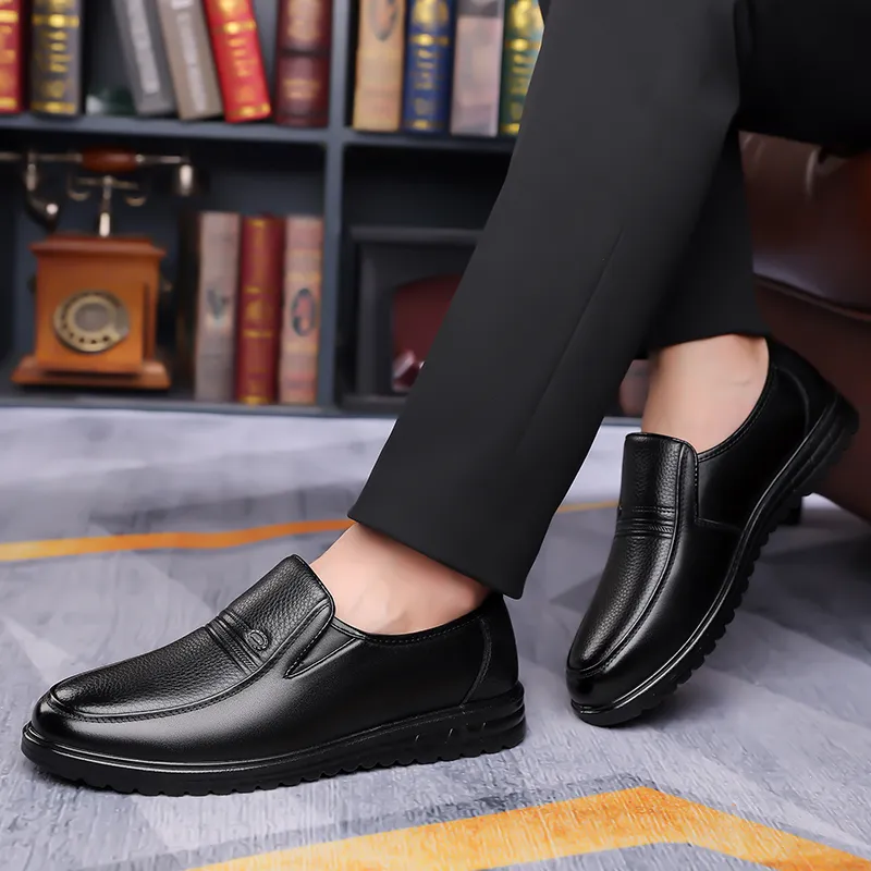 HUANAI Men's Casual Shoes Men Low Top Black-7
