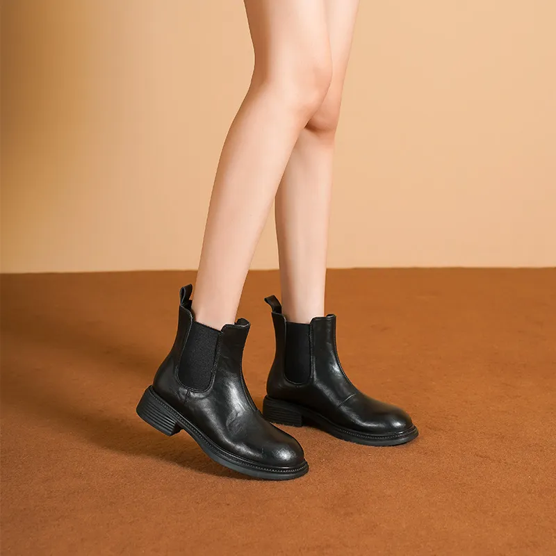 HUANAI Short Chelsea Boots Women's Black-3
