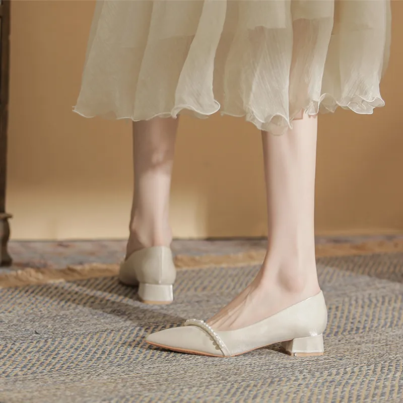 HUANAI High Heels Women's Apricot-4