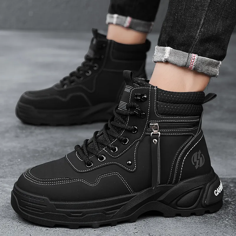 HUANAI Martin Boots Men Black-7