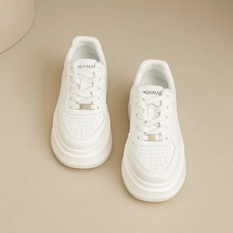 HUANAI Low Top Skateboard Shoes Women's White-5