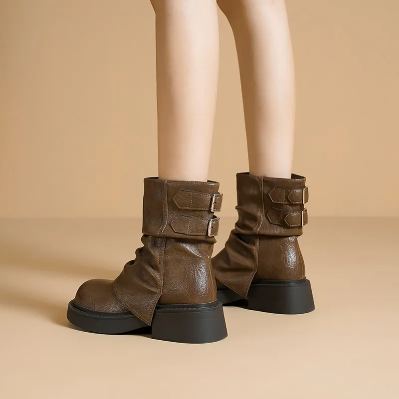 HUANAI Ankle Boots Women's Black/Brown-11