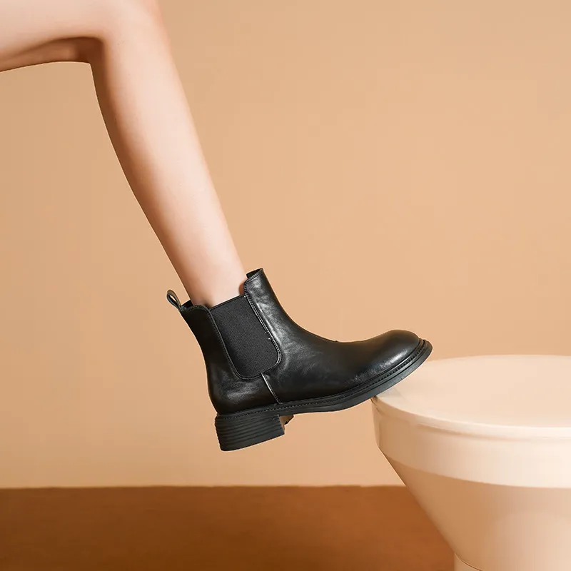 HUANAI Short Chelsea Boots Women's Black-6