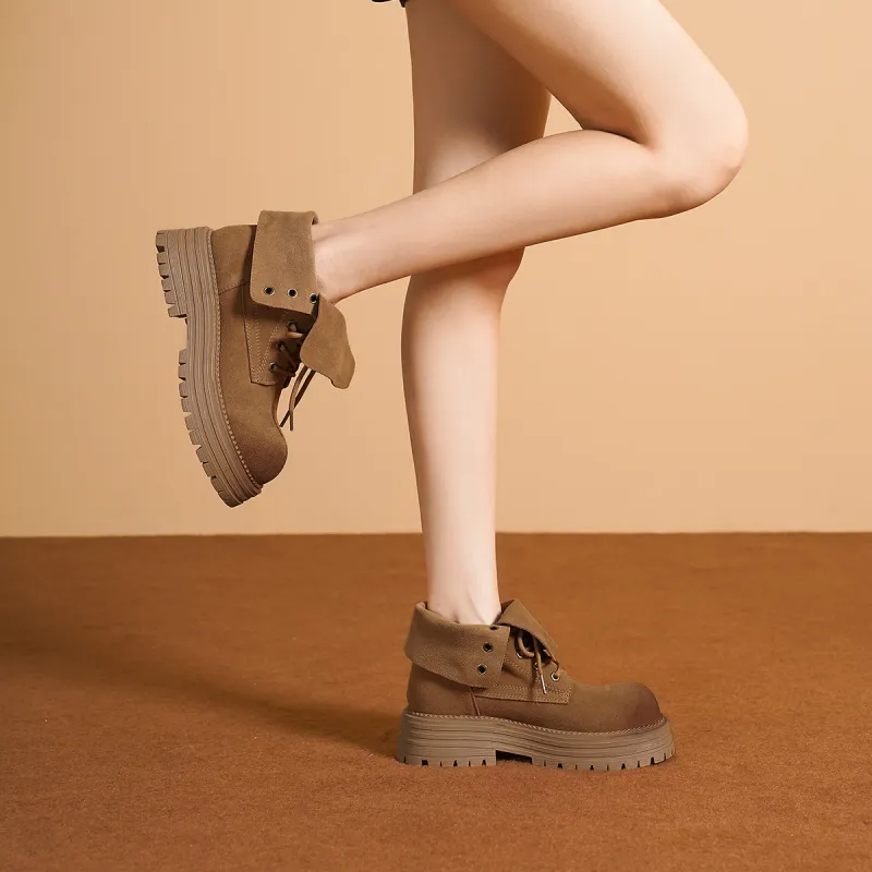HUANAI Ankle Boots Women's Yellow-4