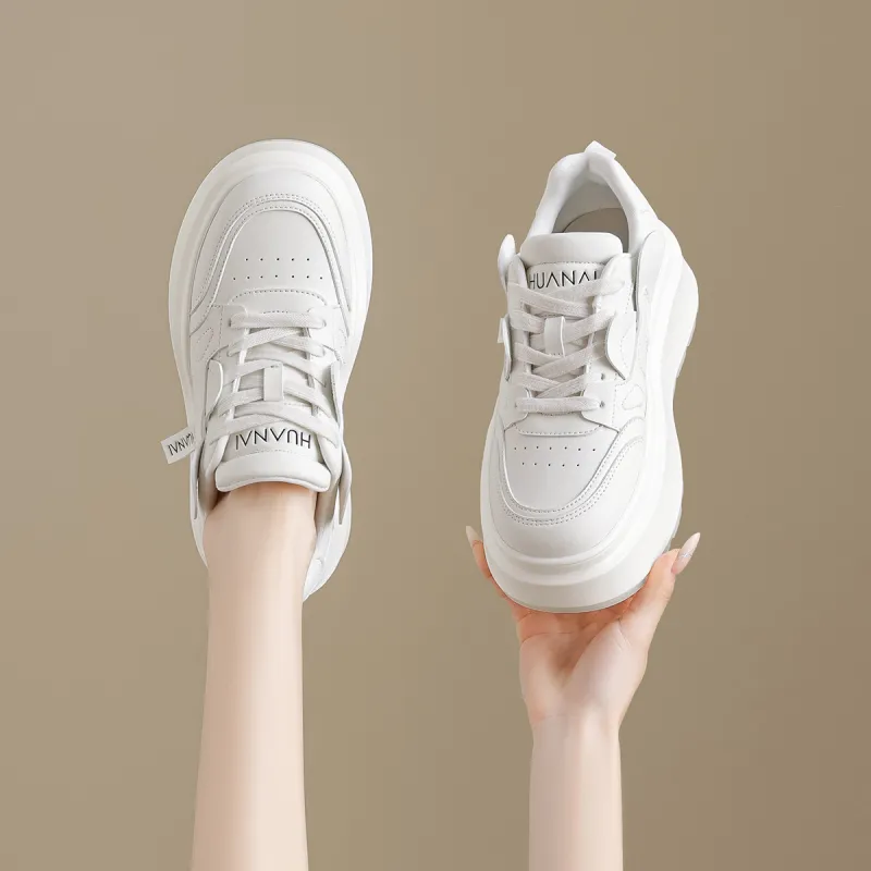 HUANAI Low Top Skateboard Shoes Women's White-4