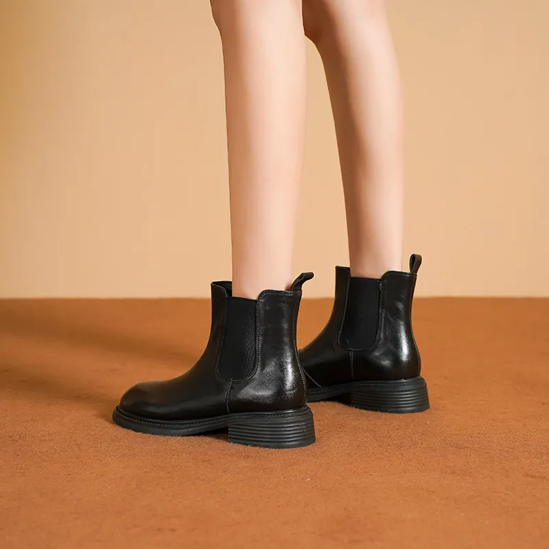 HUANAI Short Chelsea Boots Women's Black-2