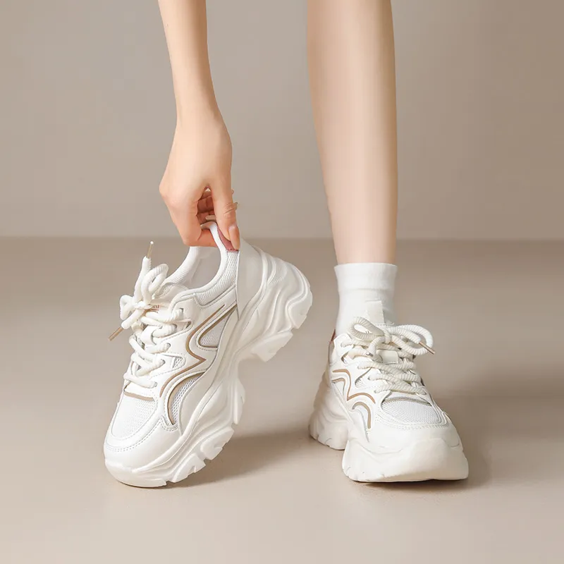 HUANAI Lightweight Height Increasing Low Top Chunky Sneakers Women's-4