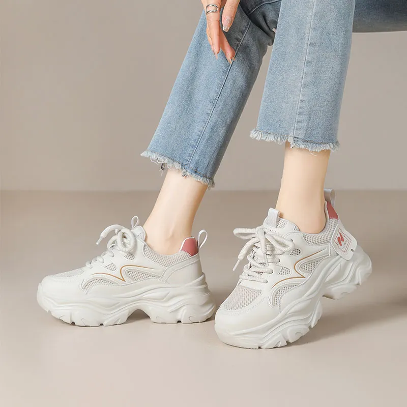 HUANAI Wear-Resistant Low-Top Chunky Sneakers Women's-3
