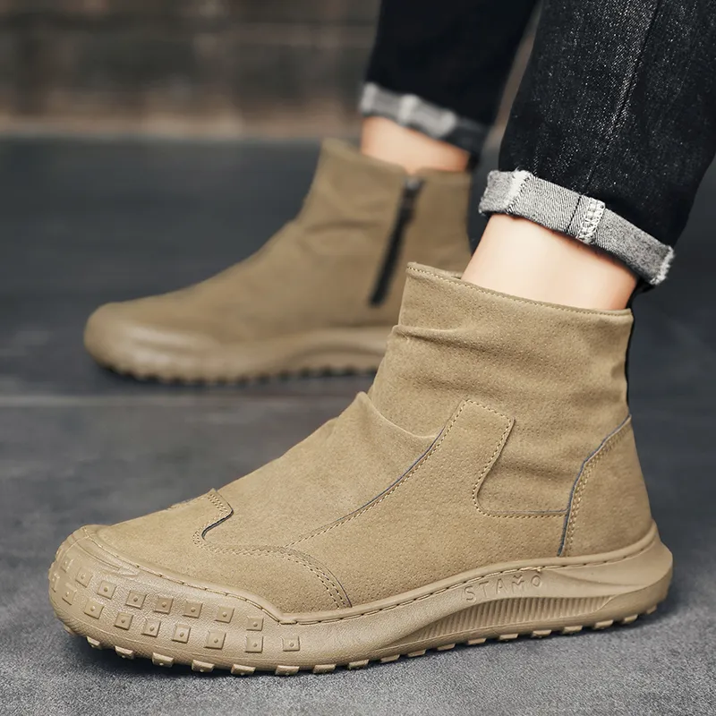 HUANAI Ankle Boots Men Black/Brown/Gray-9