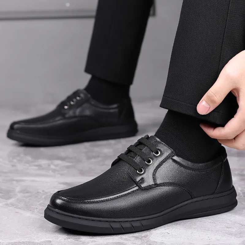 HUANAI Men's Casual Shoes Men Low Top Black-2
