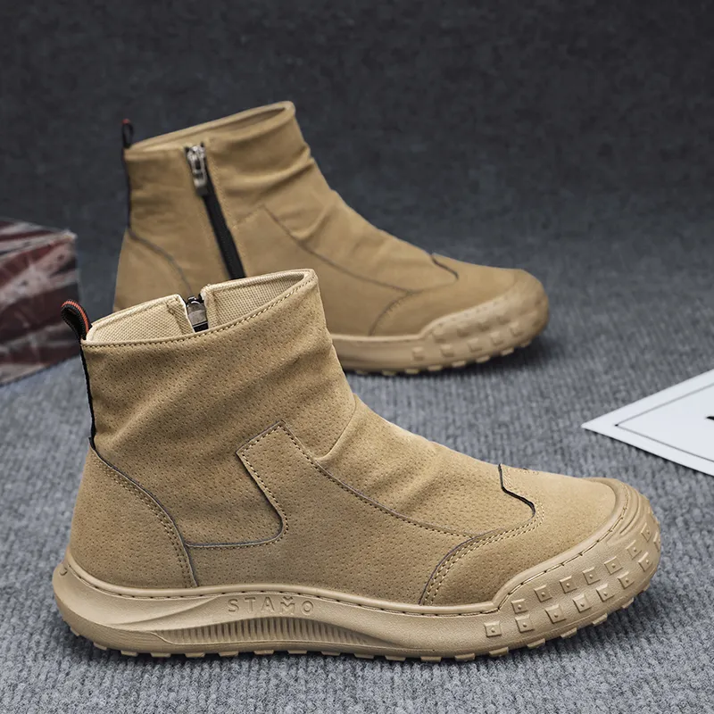 HUANAI Ankle Boots Men Black/Brown/Gray-6
