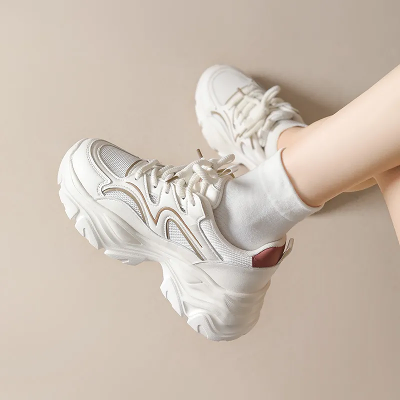 HUANAI Lightweight Height Increasing Low Top Chunky Sneakers Women's-2
