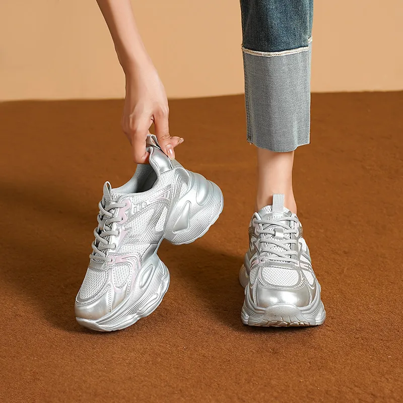 HUANAI Lightweight Height Increasing Low Top Chunky Sneakers Women's-10