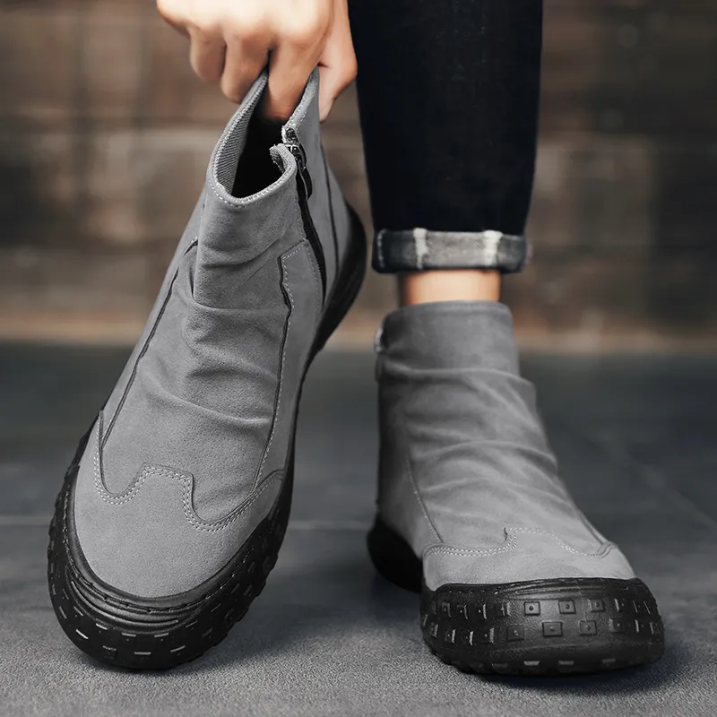 HUANAI Ankle Boots Men Black/Brown/Gray-32