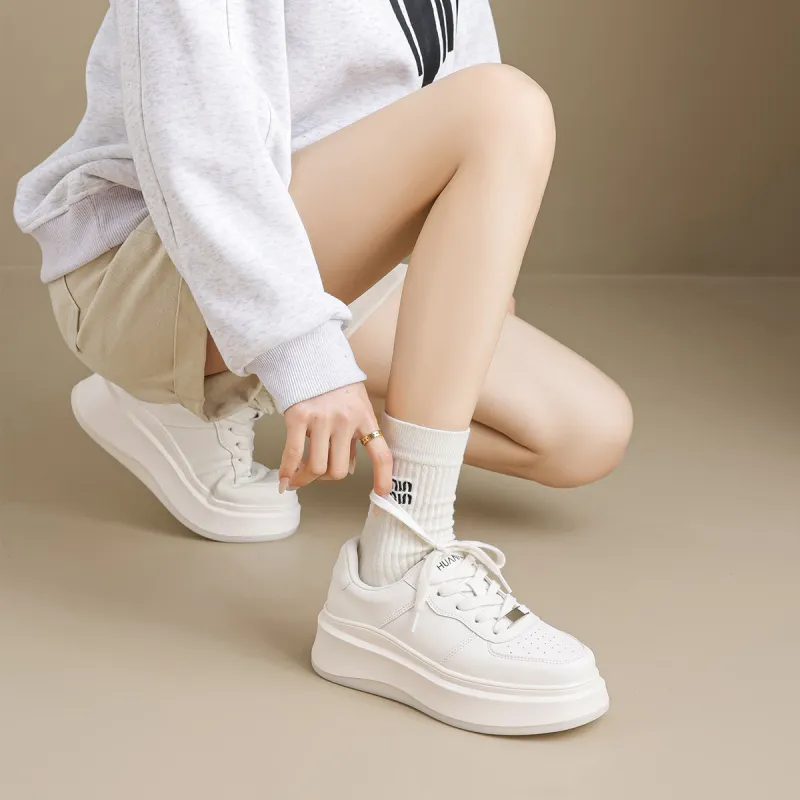 HUANAI Low Top Skateboard Shoes Women's White-3