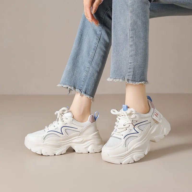 HUANAI Lightweight Height Increasing Low Top Chunky Sneakers Women's-6