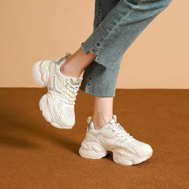 HUANAI Lightweight Height Increasing Low Top Chunky Sneakers Women's-3