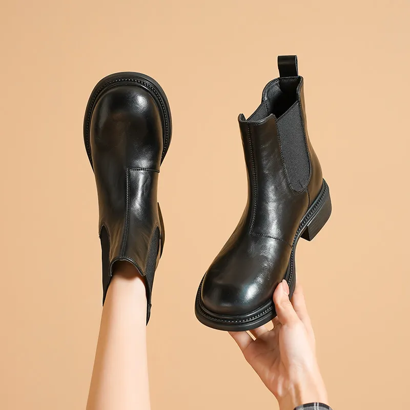 HUANAI Short Chelsea Boots Women's Black-1