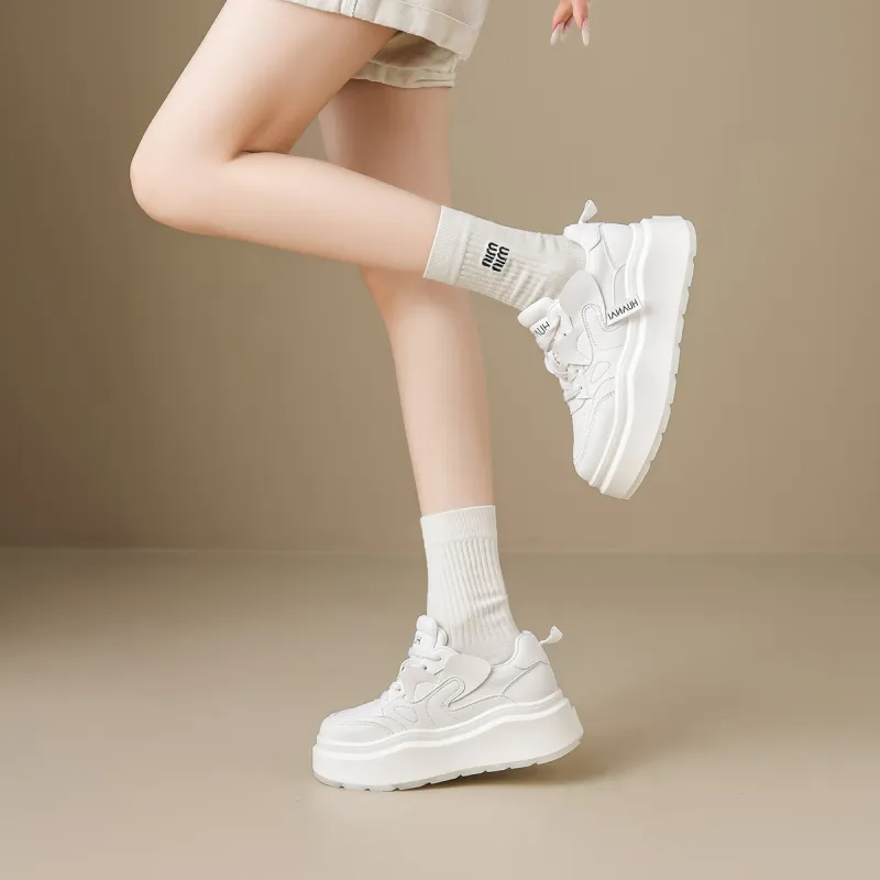 HUANAI Low Top Skateboard Shoes Women's White-2