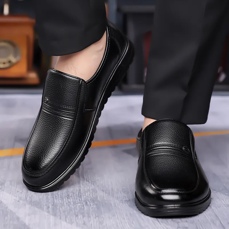 HUANAI Men's Casual Shoes Men Low Top Black-5