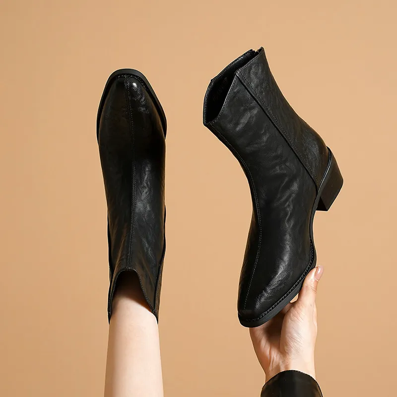 HUANAI Ankle Boots Women's Black/Brown-2