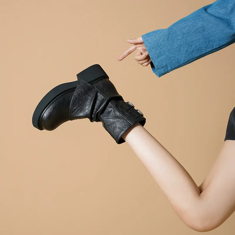 HUANAI Ankle Boots Women's Black/Brown-2
