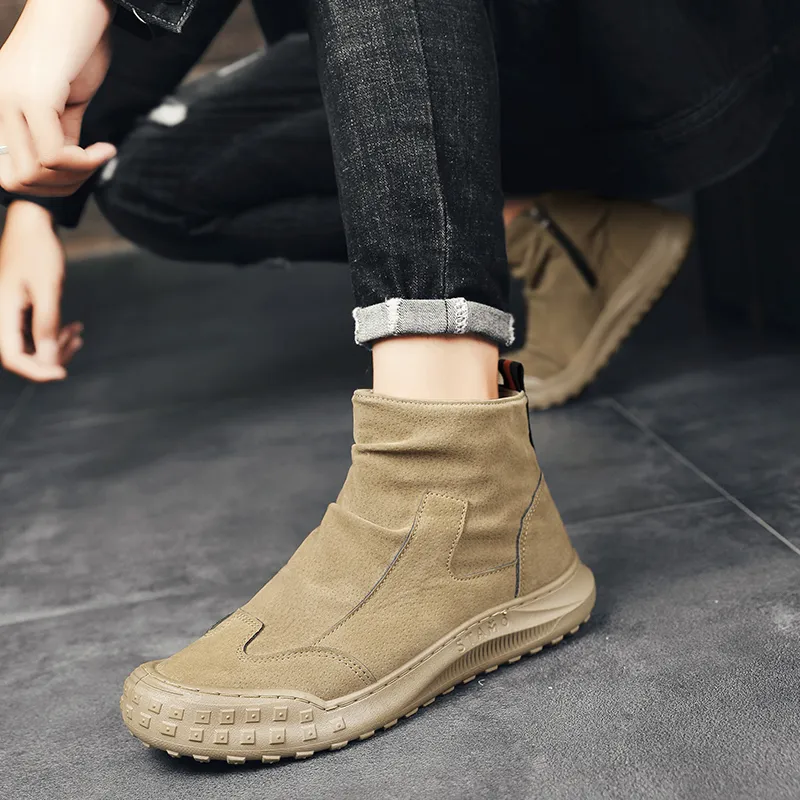 HUANAI Ankle Boots Men Black/Brown/Gray-28