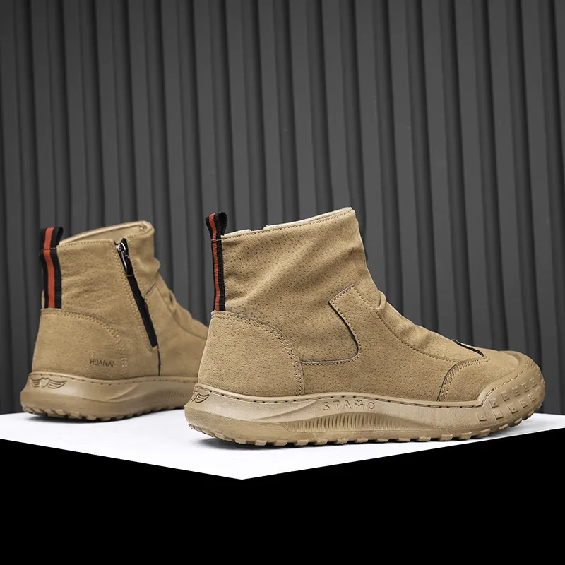 HUANAI Ankle Boots Men Black/Brown/Gray-7