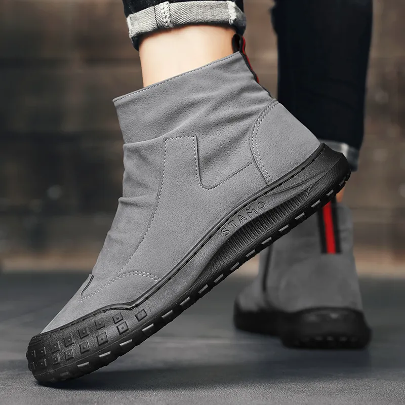 HUANAI Ankle Boots Men Black/Brown/Gray-33