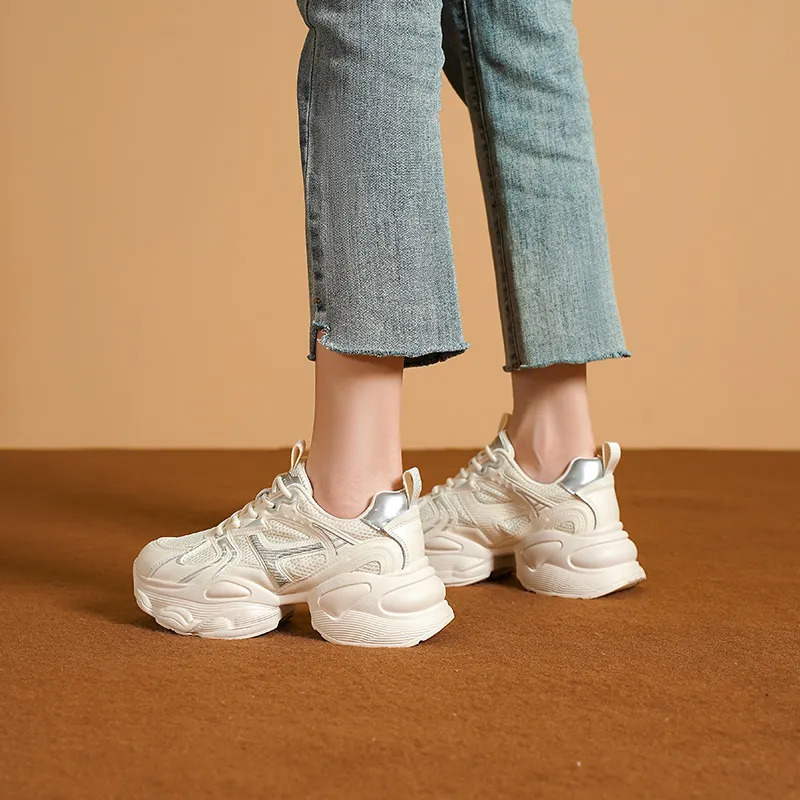HUANAI Lightweight Height Increasing Low Top Chunky Sneakers Women's-2