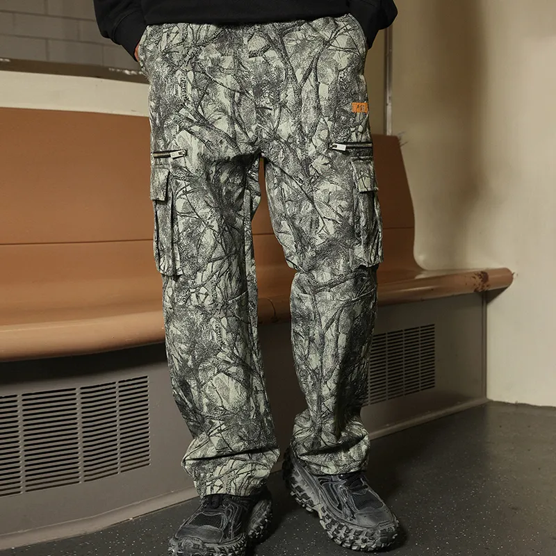 DICETINY Cargo Pants Unisex Gray Green Camouflage-2
