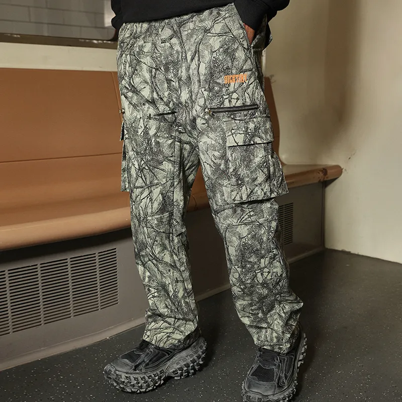 DICETINY Cargo Pants Unisex Gray Green Camouflage-4