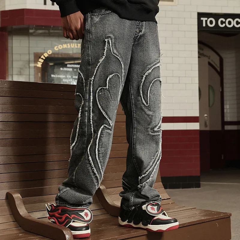 DICETINY Jeans Unisex Black Gray Color-4