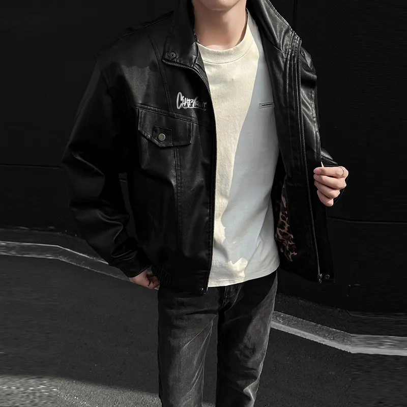 CHARLIE GOLF Leather Jacket Unisex Black-6