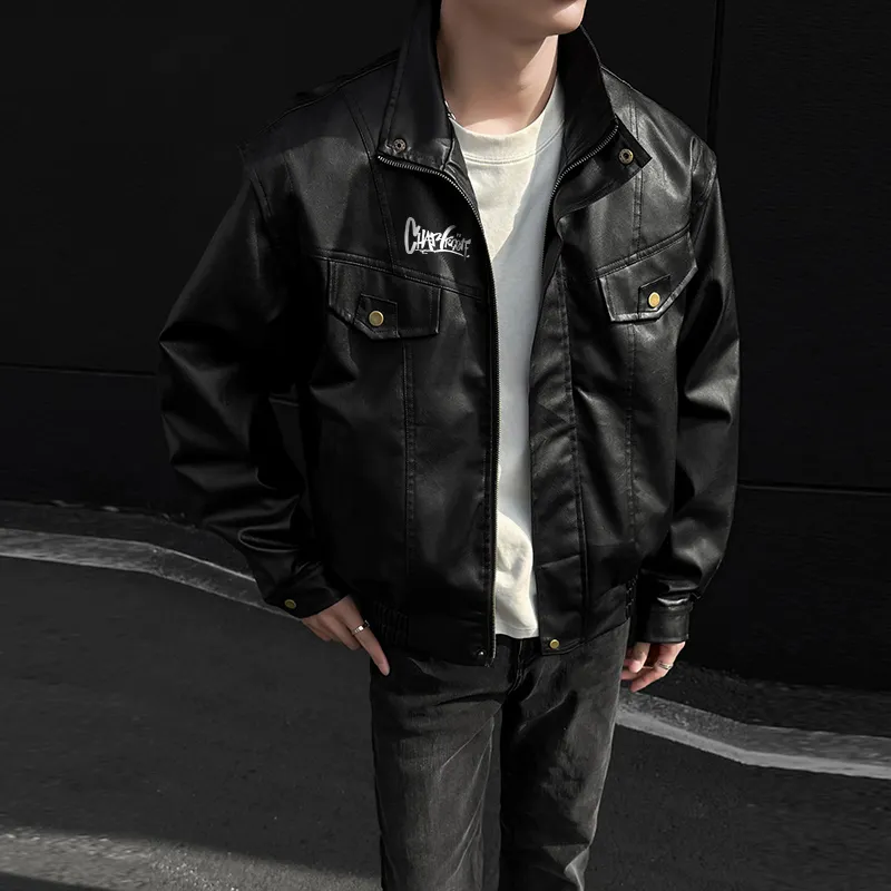 CHARLIE GOLF Leather Jacket Unisex Black-3