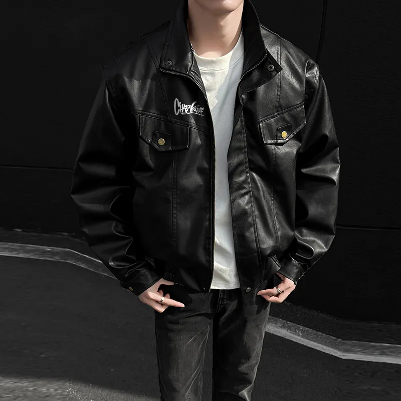 CHARLIE GOLF Leather Jacket Unisex Black-2