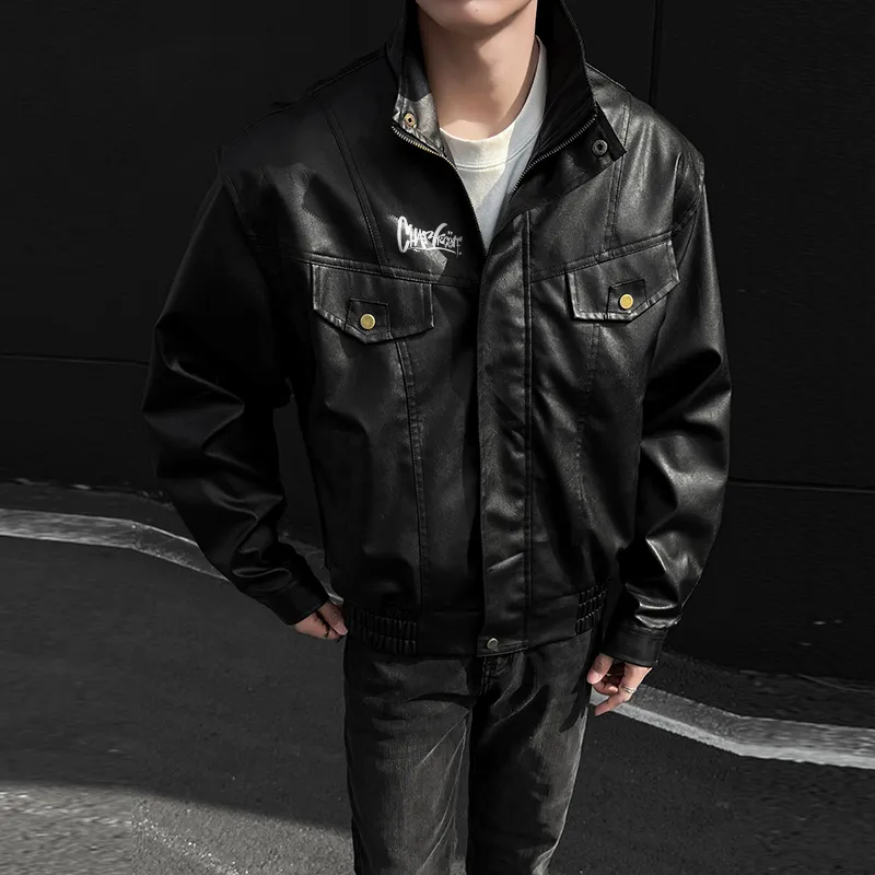 CHARLIE GOLF Leather Jacket Unisex Black-4